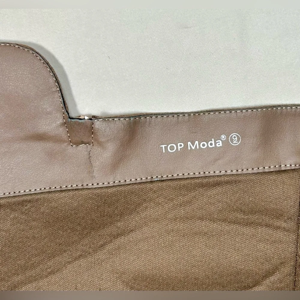 TOP Moda Over the Knee Tall Tan Boots  Womens 9 Low Heel Round Toe Inside Zipper
